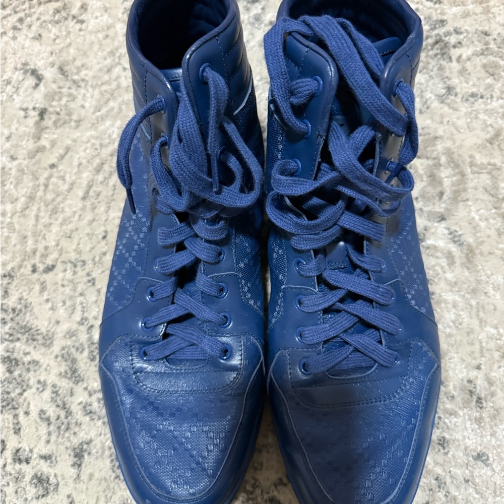 GUCCI Men's Blue High-Top Sneakers